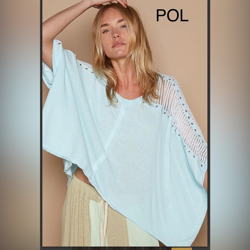 POL Light Blue and White Knit Top - Picture 2 of 6